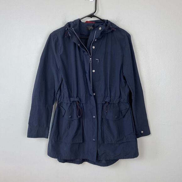 J. Crew Perfect Lightweight Jacket Water Resistant Defined Waist Navy Size XS - Picture 2 of 9